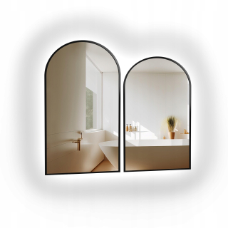 Sada polooválnych zrkadiel DOMI II LED v ráme MDF SLIM 60x130cm + 60x150cm